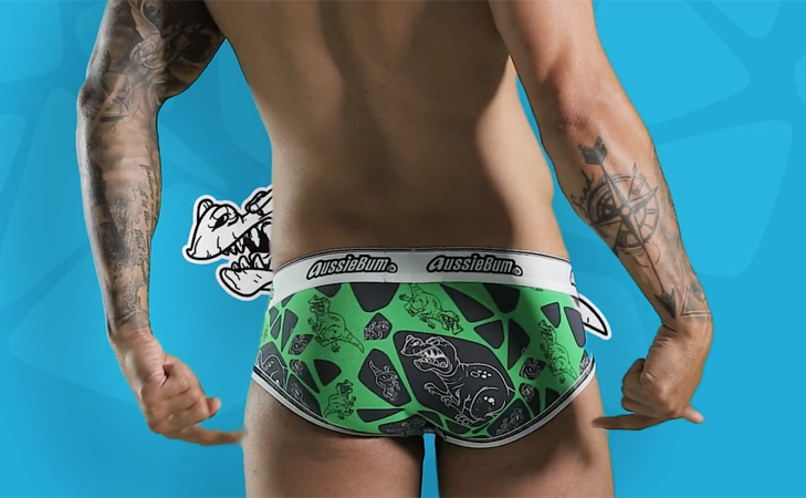 Push Up Slipy AussieBum Enlarge 2.0 Dino Green Brief6 - kópia_729px